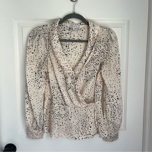 Cupcakes and Cashmere Silk Polka Dot Wrap Blouse